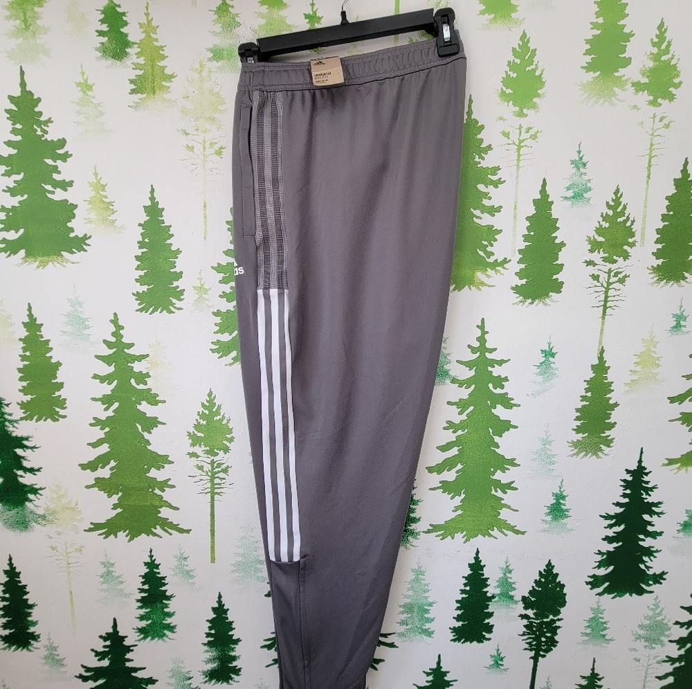 adidas Gray Track Pants with White Stripes